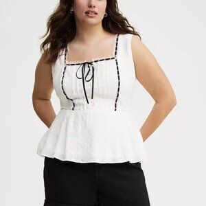 Torrid White Peplum Eyelet Top